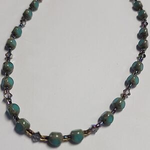 MARY MILLSAPS STERLING SILVER & Czech? Glass BEAD NECKLACE 14" Length